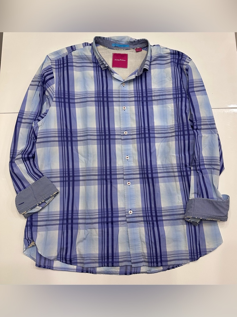 Tommy Bahama Men's Long Sleeve Plaid Button Up Shirt Blue Purple Size XXL